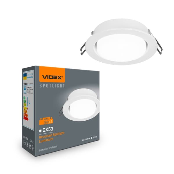 Infälld spotlight Down Light vit GX53 DownLight Videx