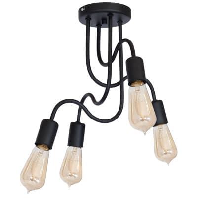 Industriel loftlampe sort Dow 4xE27 15W Luminex