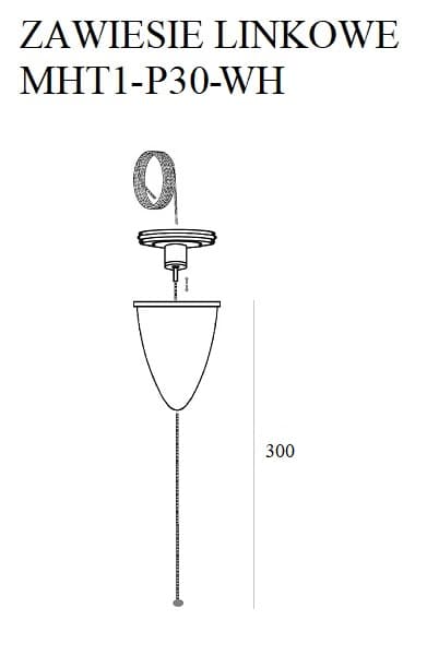 Wireophæng 3m hvid med justering uden håndtag Maxlight