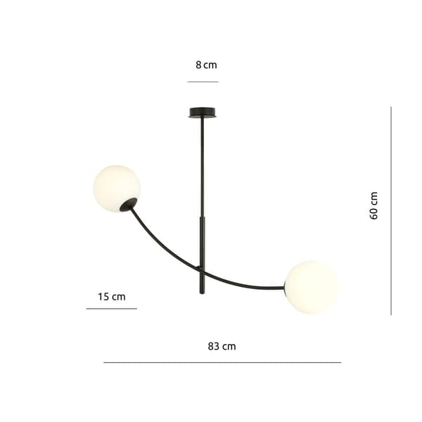 Emibig loftlampe 2xE14 40W HUNTER 2 SORT/OPAL 1102/2