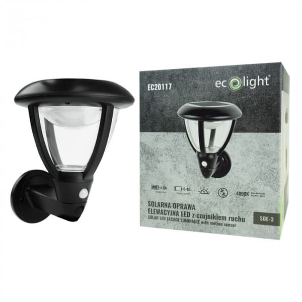 Ecolight EC20117 LED solcellsdriven utomhusvägglampa med rörelsesensor