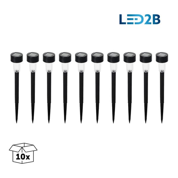 Solar stake light 10-pack black rechargeable dusk sensor cool white LED 0.06W IP44 ZEN Kobi