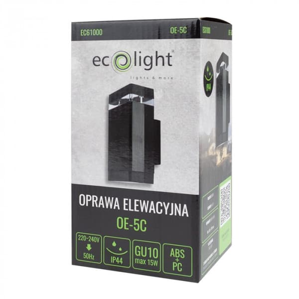 Moderni ulkoseinävalaisin musta 1xGU10 15W Ecolight