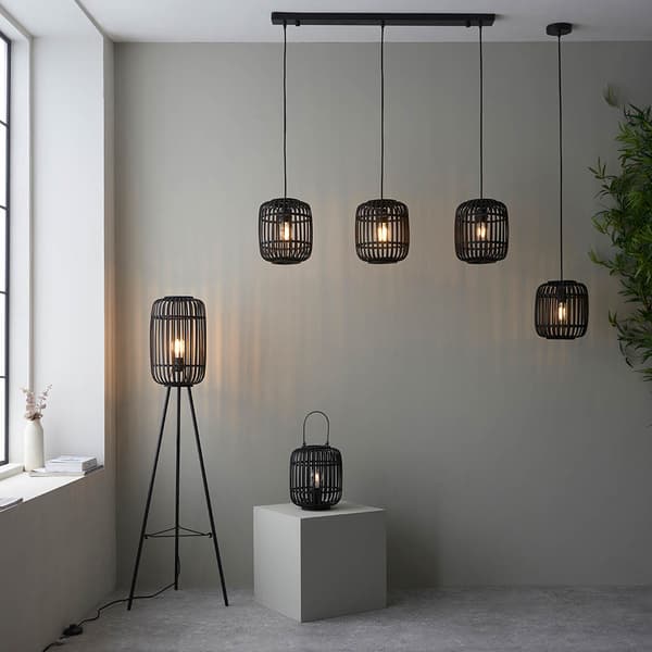 Bordlampe rustik brun bambus bur 1xE27 10W MATHIAS Endon