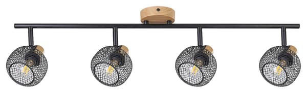 Bøg / mat sort E14 4x40W Grendel 3130 Rabalux lysskinne