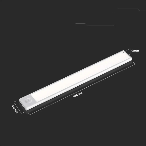 V-TAC 1,5W LED Underskåpsbelysning Silver Rörelsesensor USB-laddning 30cm VT-8141 neutral 110lm