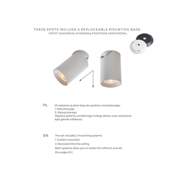 Loftspot moderne sort rund Ø7cm bevægelig 1xGU10 35W TORE Zuma Line