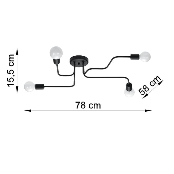 Loft loftlampe sort PLANUM 4xE27 15W PU.1446 Pure Lume
