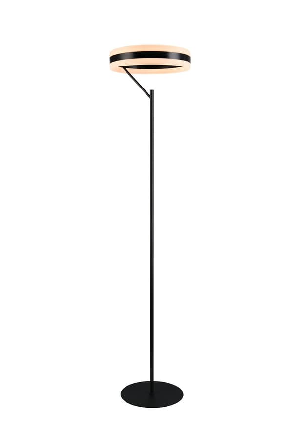 Moderne sort gulvlampe med stor LED lysring 21W DIOS Trio