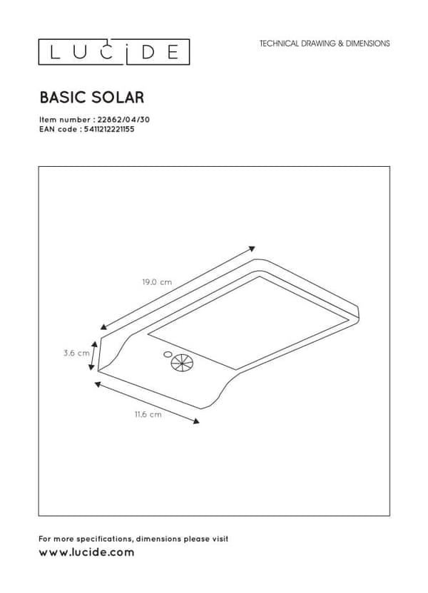 Lucide LED 3W 2700K BASIC ULKOSEINÄVALAISIN 22862/04/30