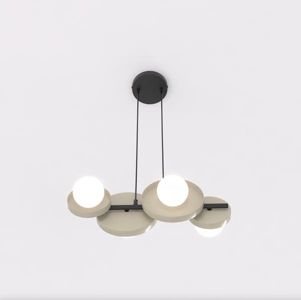 Designer pendellampe beige-sort geometrisk form 4xG9 8W MODEL Emibig