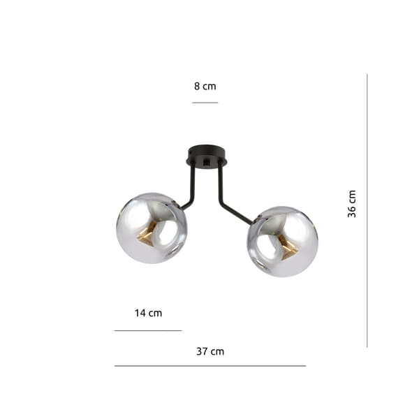 Emibig loftlampe 2xE14 40W NOVA 2 SORT/GRAFIT 1140/2
