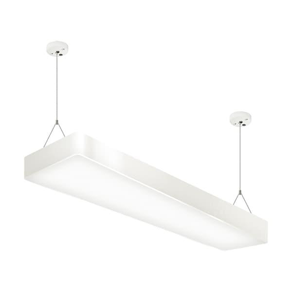 Moderne pendellampe til kontor over bord hvid rektangulær 60cm neutral farve LED 24W FLARA Struhm