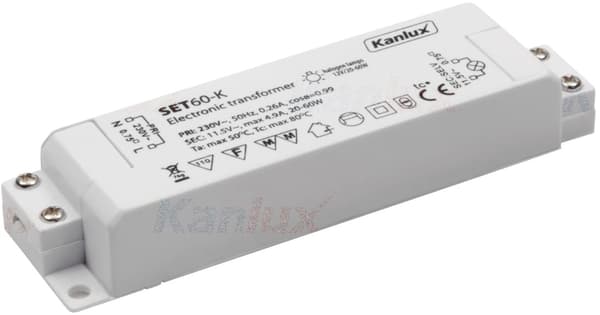 Transformator strømforsyning til 12V halogen SET 60W Kanlux 1425