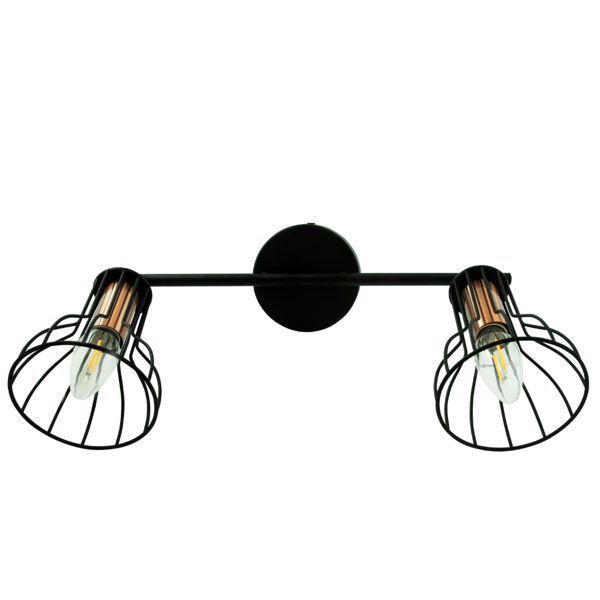Rörlig vägg- och taklampa 2 svart+koppar E14x2 SOFIA 310941 Polux