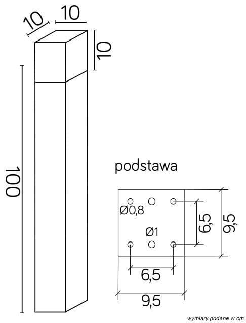 Lysstolpe 100 cm 1xE27 sort IP44 SU-MA Cube CB-MAX 1000 BL