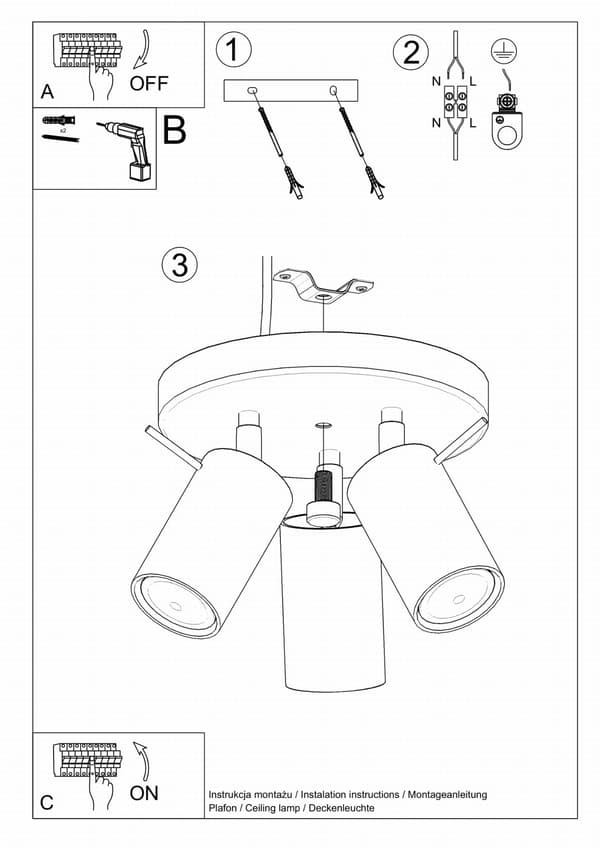 Loftlampe RING 3P hvid Sollux Lighting model SL.1015