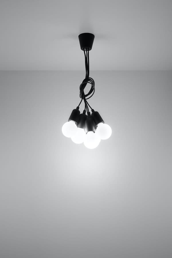 Lysekrone DIEGO 5 sort Sollux Lighting SL.0574