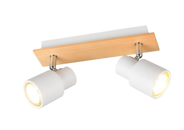 Loftlampe skandinavisk hvid-træ rektangulær dobbelt 2xGU10 10W PIERRE RL