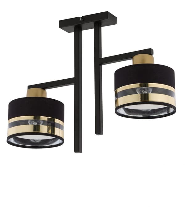 Dobbelt dekorativ designer moderne sort-guld loftlampe Pro 2xE27 15W Sigma Lighting