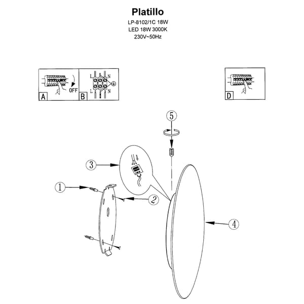 Platillo 6W LED sort aluminiumsplafond LP-8102/1C-6W BK Light Prestige