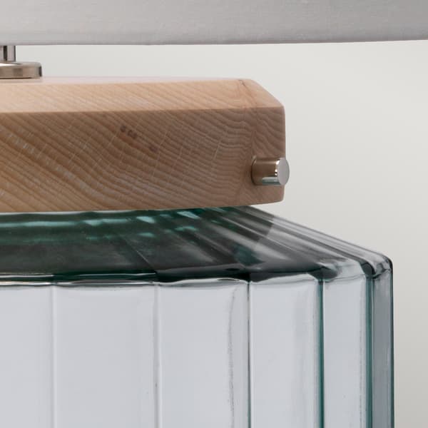 Bordslampa glas trä transparent Luga E27 60W Elstead