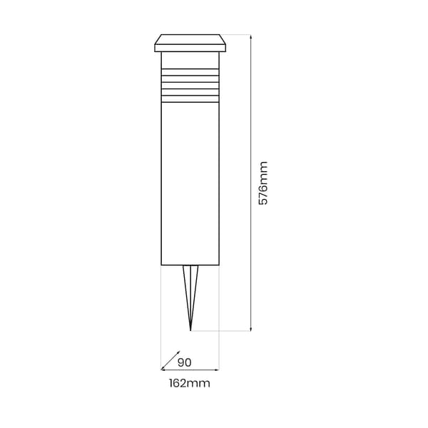 JOHNY Eko-Light rektangulær sort solcellehavestolpe 41 cm varm LED 0,5W IP44