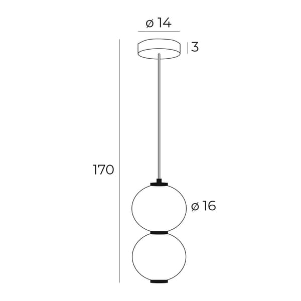 Sort pendel 2 hvide kugleformede skærme TAMA LED 16W P0469 Maxlight