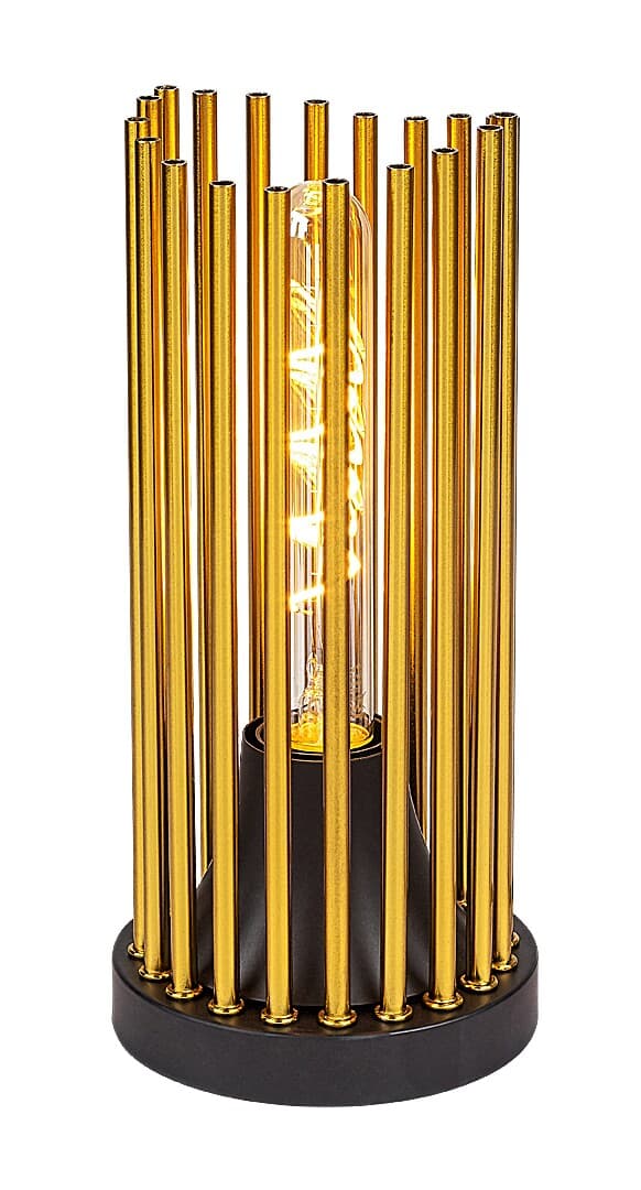Moderne guld bordlampe mat sort base E27 Roxas 74021 Rabalux