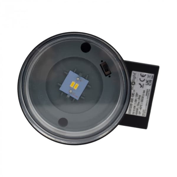 Solcellsvägglampa rund svart LED 0.6W skymningssensor Ecolight