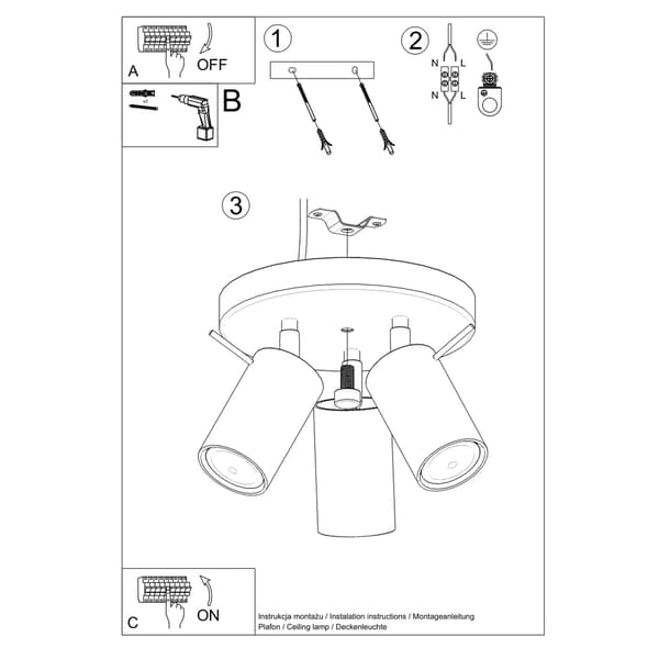 TORQUE 3P loftlampe sort Pure Lume model PU.1016