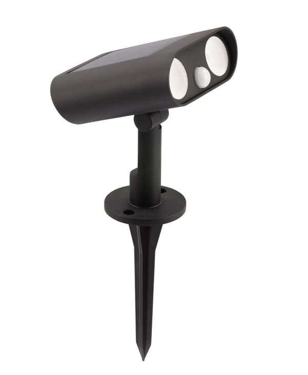 Sort multifunktionel solcellelampe med skumringssensor LED 8.2W BINGO Lutec
