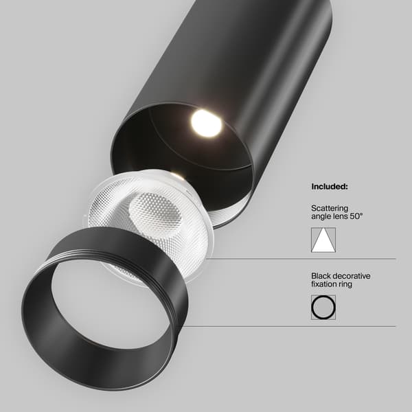 1-vaiheinen musta LED-kohdevalo 12W 3000K FOCUS LED Maytoni Technical