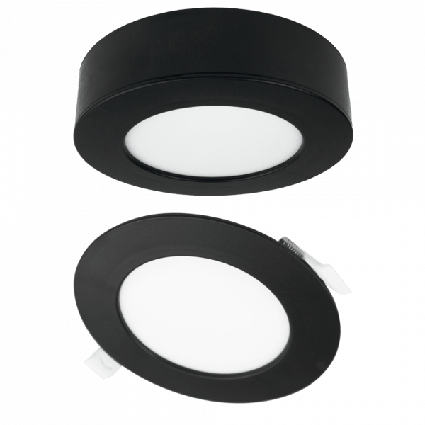 LED-uppo-/pintavalaisin 6W pyöreä CCT 2in1 musta Ecolight