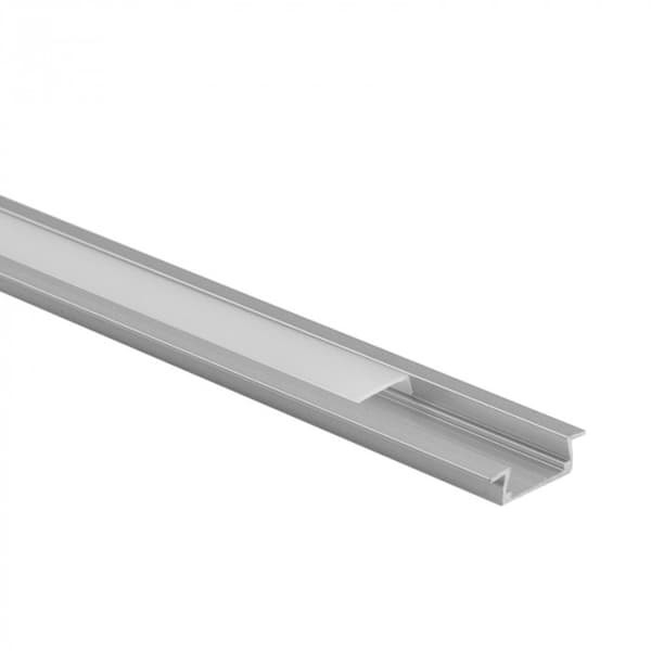 Set med 10x LED-listprofil P01 infälld anodiserad + frostat lock 1m Ecolight