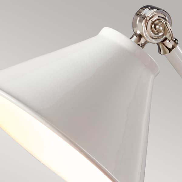 Retro bordlampe Provence hvid med poleret nikkel Elstead