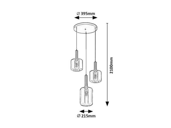 Pendellampe sort glas E27 3x40W mat sort 72103 Lissandra Rabalux