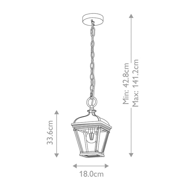 Klassisk utomhuspendellampa E27 60W Bayview Elstead