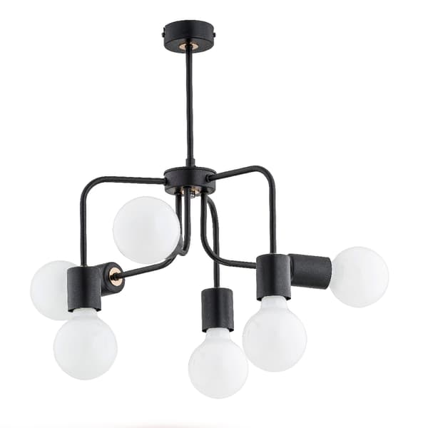 Loftlampe moderne sort lineær hvide kugler 6xE27 15W FLEXY Alfa