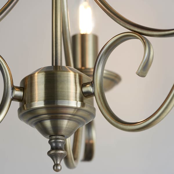 Industriel pendellampe antik messing lysekrone 3xE14 60W BERNICE Endon