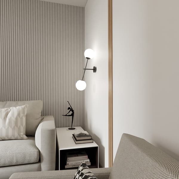 Væglampe Emibig 2xE14 40W LINEAR K2 SORT/OPAL 1169/K2