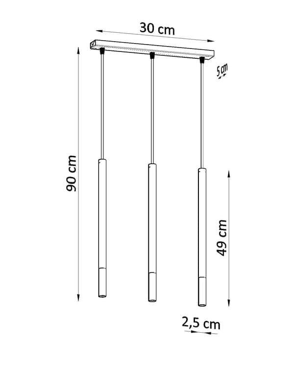 MOZAICA 3L pendellampe sort/guld Sollux Lighting SL.0892