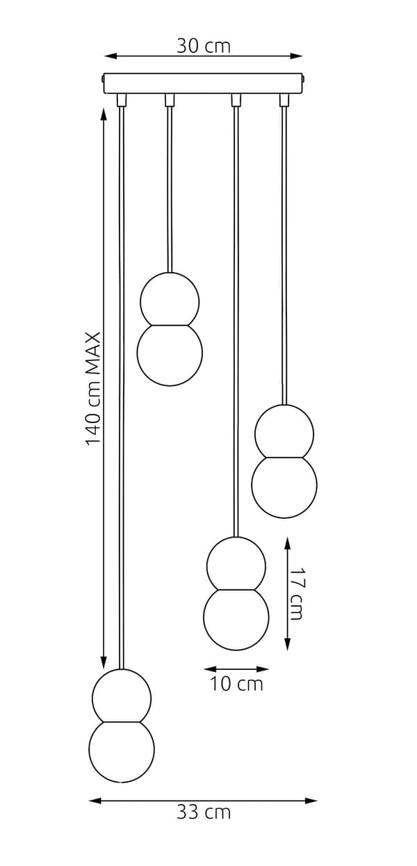 Pendellampe moderne sort-hvid træ- og glaskugler 4xG9 8W LOOP Emibig
