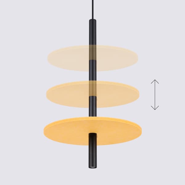 Pendellampe moderne sort rør justerbar gul filtskive 1xG9 8W FELTRO Sollux Lighting