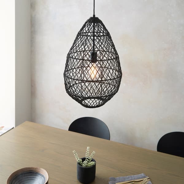 Skandinavisk sort rattan pendellampe 1xE27 10W PIMVA Endon
