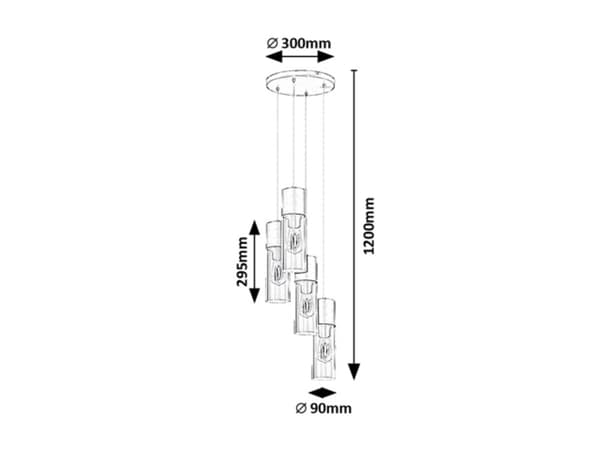 Pendellampe til stue E27 4x25W sort 72054 Ronno Rabalux