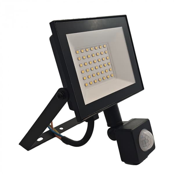 LED-projektør 30W PIR-sensor sort 6500K 2700lm IP54 Ecolight