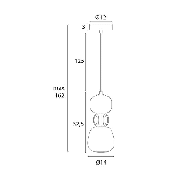 Moderne tredobbelt sort-mørkegrå riflet glas LED 13W MODERN Maxlight pendel