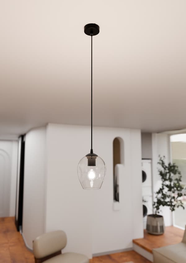 PENDEL Emibig 1xE27 40W ISTAR 1 SVART/TRANSPARENT 679/1