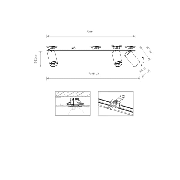 Nowodvorski MONO SURFACE 7746 LED indbygningsloftlampe stål, sort